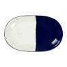 Assiette ovale - Porcelaine 32x20 cm - Poséidon - Sans aile - Blanc, Ivoire et bleu