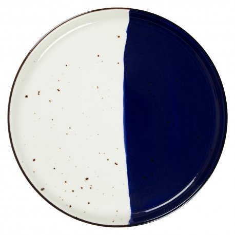Assiette bord droit - Porcelaine Ø.27 cm - Poséidon - Bord droit - Blanc, Ivoire et bleu