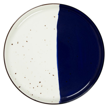 Assiette bord droit - Porcelaine  ø 27 cm - Poséidon - Bord droit - Blanc, Ivoire et bleu