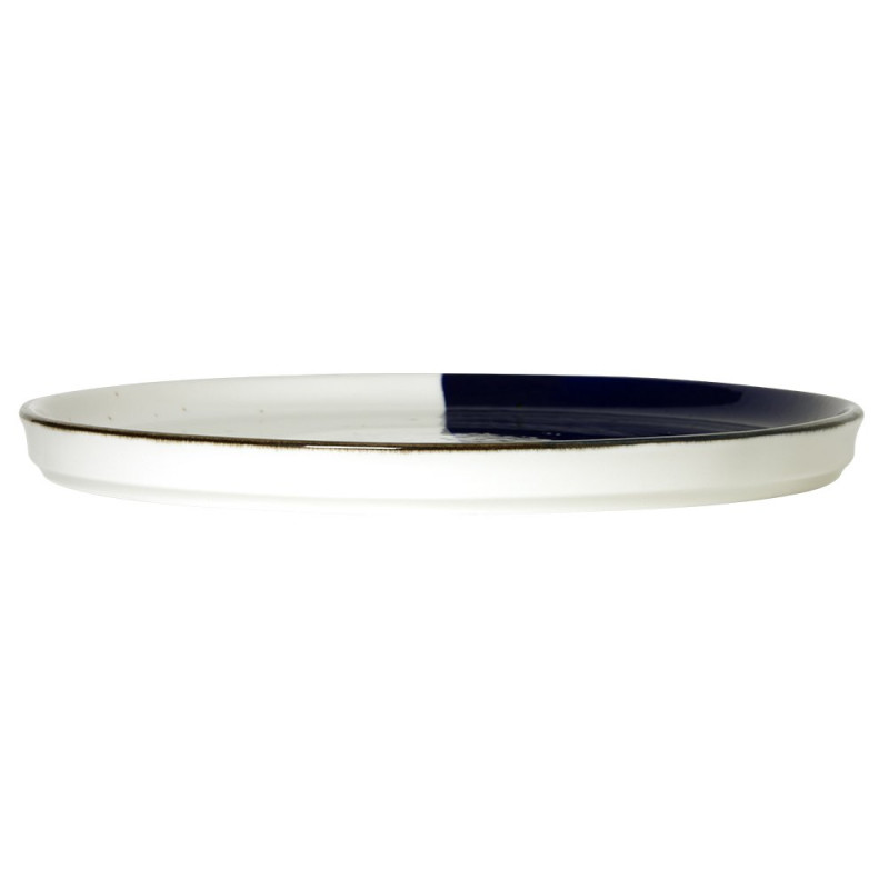 Assiette bord droit - Porcelaine  ø 27 cm - Poséidon - Bord droit - Blanc, Ivoire et bleu
