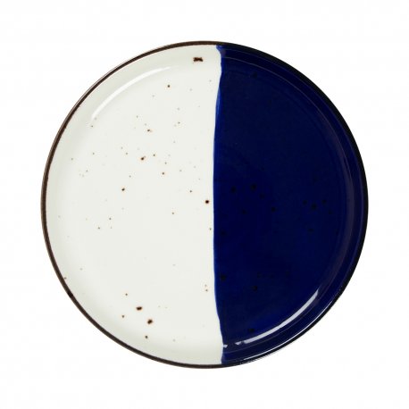 Assiette bord droit - Porcelaine Ø.21 cm - Poséidon - Bord droit - Blanc, Ivoire et bleu