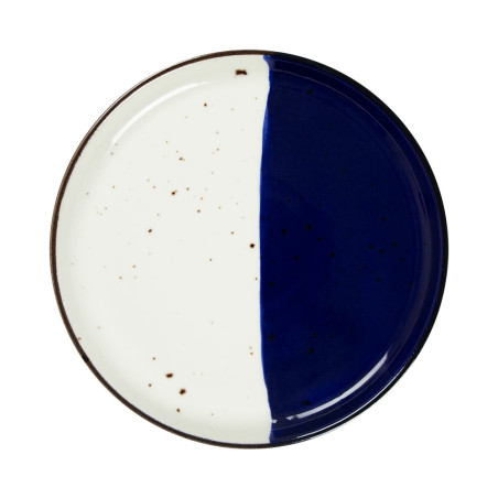 Assiette bord droit - Porcelaine  ø 21 cm - Poséidon - Bord droit  - Blanc, Ivoire et bleu