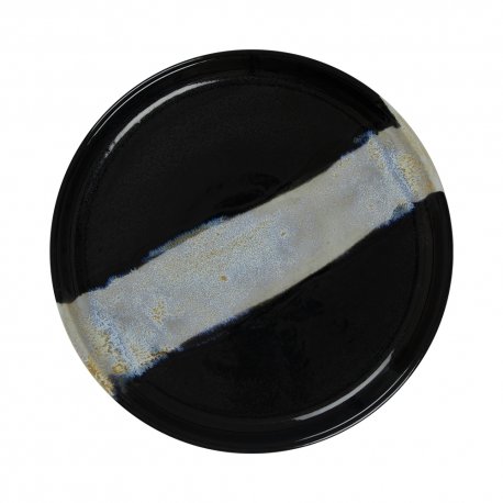 Assiette bord droit - Porcelaine Ø.21 cm - Circé - Bord droit - Noir et nacre