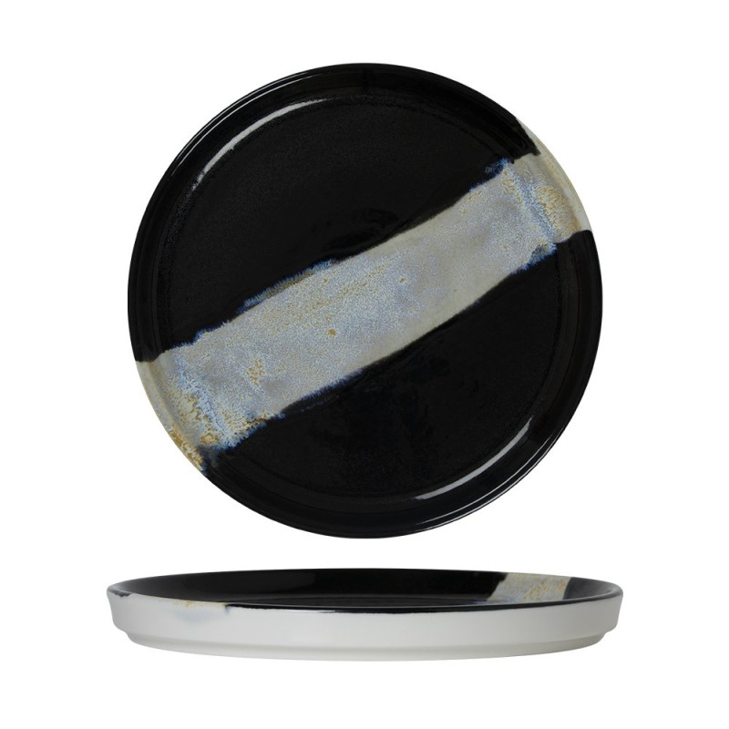Assiette bord droit - Porcelaine  ø 21 cm - Circé - Bord droit - Noir et nacre