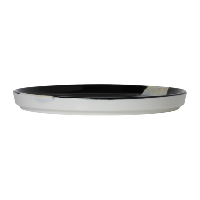 Assiette bord droit - Porcelaine  ø 21 cm - Circé - Bord droit - Noir et nacre