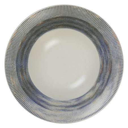 Assiette à pâtes - Porcelaine ø 27 cm - Nyx - Blanc, bleu et argent