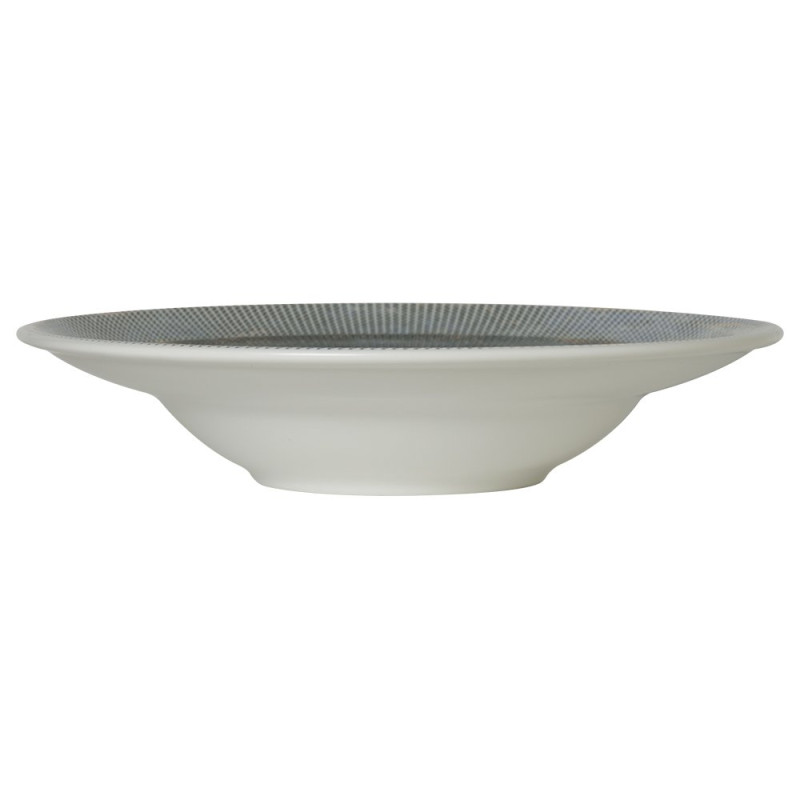 Assiette à pâtes - Porcelaine ø 27 cm - Nyx - Blanc, bleu et argent