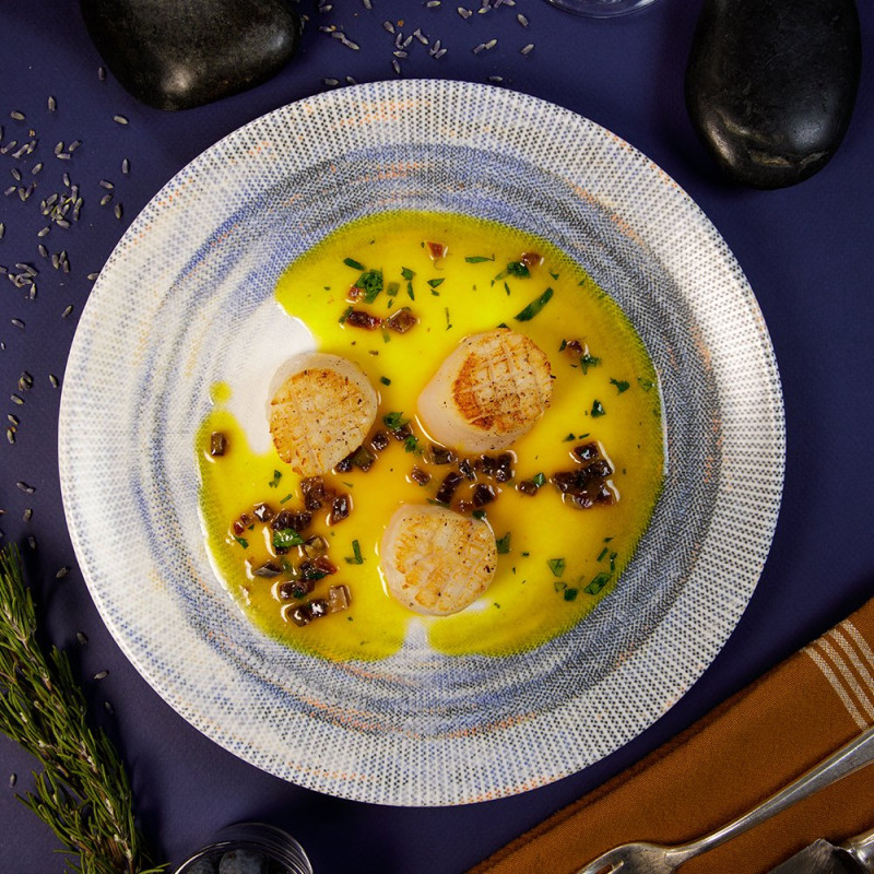 Assiette à pâtes - Porcelaine ø 27 cm - Nyx - Blanc, bleu et argent
