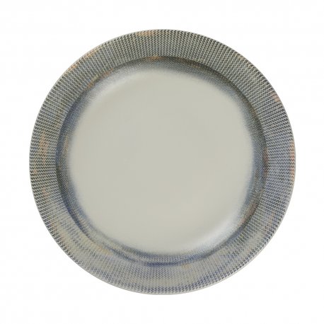 Assiette creuse - Porcelaine Ø.25cm - Nyx - Blanc, bleu et argent
