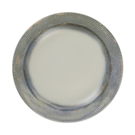 Assiette creuse - Porcelaine ø 25 cm - Nyx - Blanc, bleu et argent