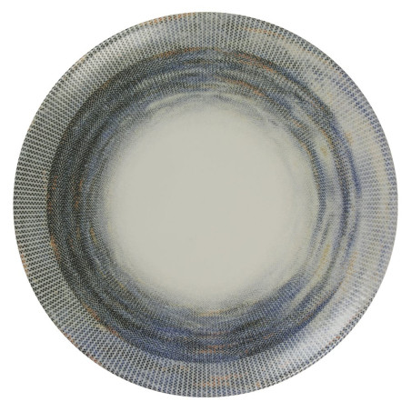 Assiette plate - Porcelaine ø 27 cm - Nyx - Sans aile - Blanc, bleu et argent
