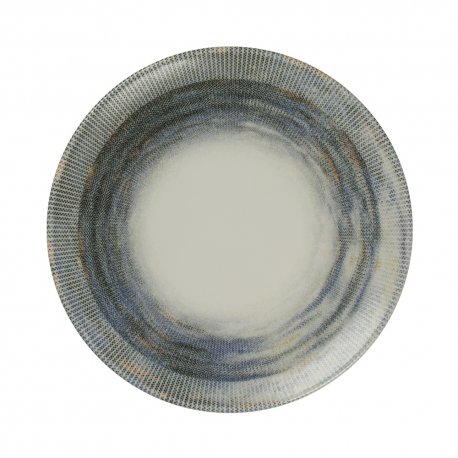 Assiette plate - Porcelaine Ø.21 cm - Nyx - Sans aile - Blanc, bleu et argent
