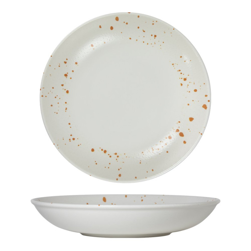 Assiette creuse - Porcelaine ø 25 cm - Hermès - Orange et blanc