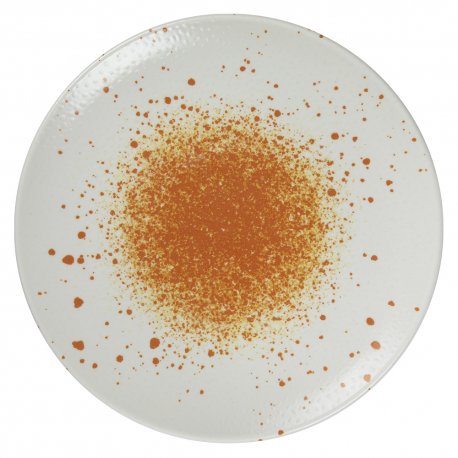 Assiette plate - Porcelaine Ø.27cm - Hermès - Sans aile - Orange et blanc