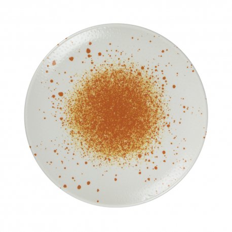 Assiette plate - Porcelaine Ø.21 cm - Hermès - Sans aile - Orange et blanc