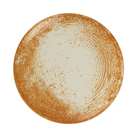 Assiette plate - Porcelaine 21 cm - Pan - Sans aile - Orange Manufacture de Digoin