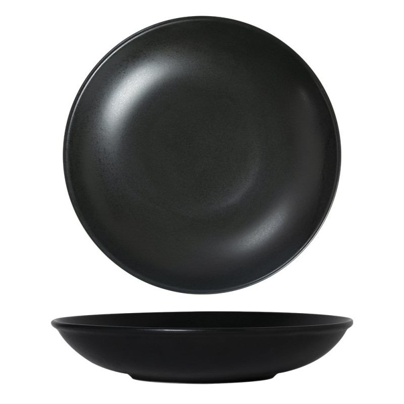 Assiette creuse - Porcelaine ø 25 cm - Arès - Noir mat