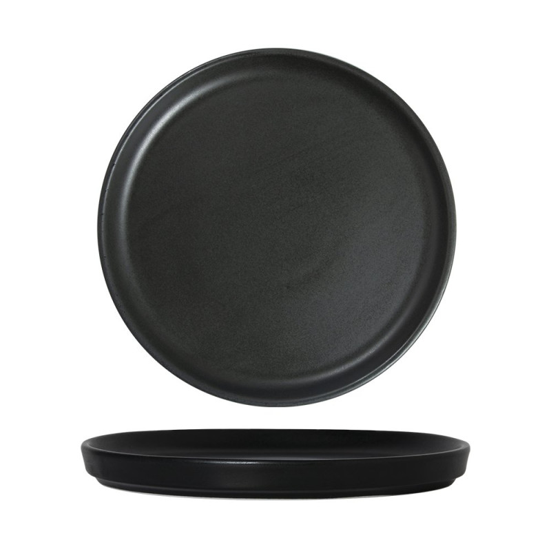 Assiette bord droit - Porcelaine  ø 21 cm - Arès - Bord droit - Noir mat
