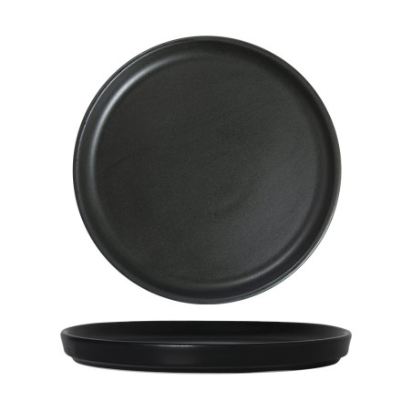 Assiette bord droit - Porcelaine  ø 21 cm - Arès - Bord droit - Noir mat