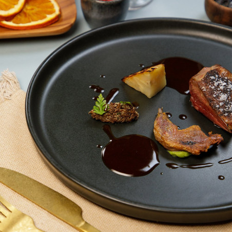 Assiette bord droit - Porcelaine  ø 21 cm - Arès - Bord droit - Noir mat