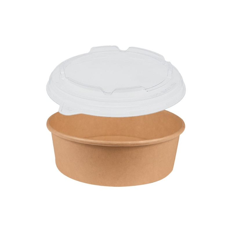 Boîte à salade 500ml Ø15x5 cm en kraft brun