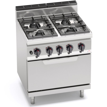 Fourneau 4 feux sur four à gaz GN 2/1 - 800x714x1070 mm