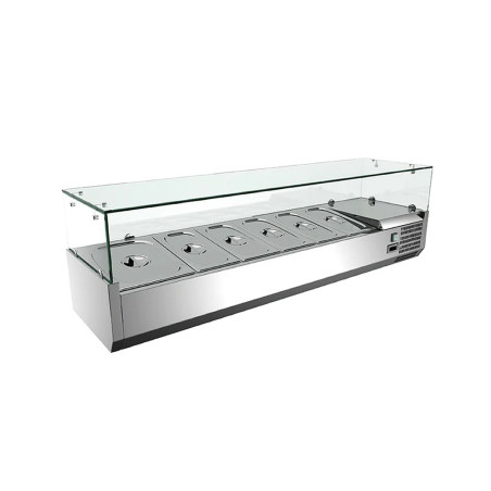 Vitrine pour meuble à pizza +2° à +10°C - 6 bacs GN 1/3 - 1500x400x440 mm