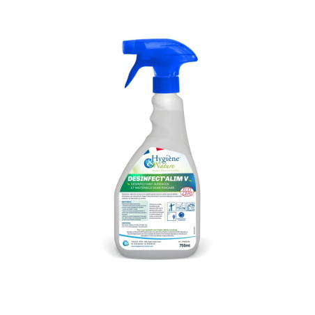 Désinfectant Désinfect'Alim SR V Ecocert sans rinçage - Pulvérisateur 750 ml