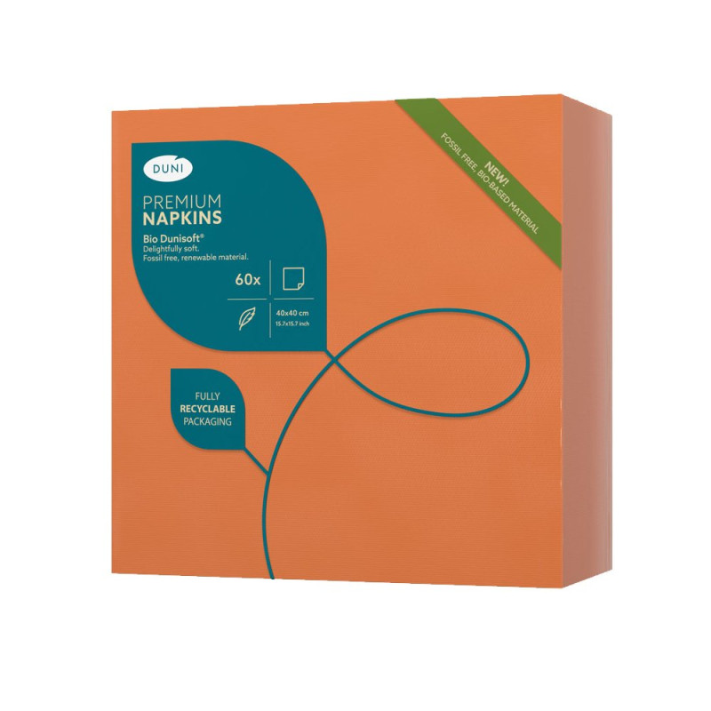 Serviette de table jetable Dunisoft Bio 40x40 cm - Sun orange