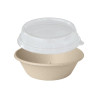 Bagasse bol évasé 1000 ml BioPak - 19,4x19,4x6 cm - couvercle en option - 320 pièces