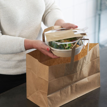 Bagasse bol droit 900 ml BioPack - 19,4x19,4x5,3 cm - Couvercle en option