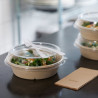 Bagasse bol droit 900 ml BioPack - 19,4x19,4x5,3 cm - Couvercle en option - 160 pièces