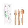 Kit couverts 4/1 réutilisables biosourcés - avec serviette - Fibre de canne.