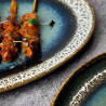 Assiette ovale 30x21 cm Bloom - Porcelaine- Bleu / Marron