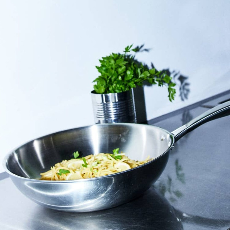 Poêle wok Tripli Pro 6 - Inox - 30 x 8 cm - Tous feux et induction