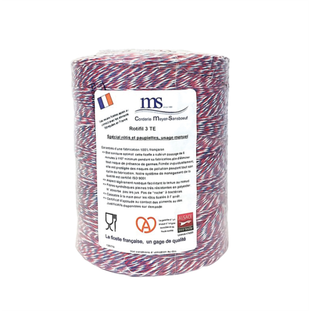 Ficelle à rôti bleu/blanc/rouge ROTIFIL 3RTE 1650 mm - déroulement extérieur
