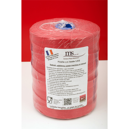 Ficelle à rôti en fibre naturelle avec tube 1600 m - rouge