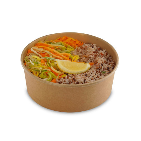 Boîte à salade 1300 ml en kraft brun