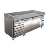 Meuble à pizza 2 portes + 7 tiroirs 428L de +2° à +8°C froid ventilé - 2025x800x1000 mm