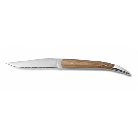 Couteau à steak Nicolas bois - Lame crantée 10,5 cm