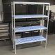 Rayonnage en ligne 4 niveaux à clayettes en polypropylènes amovibles 1292x400x1750 mm