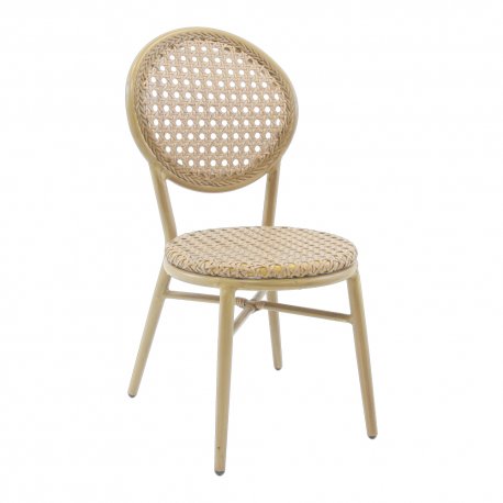 Chaise Jakarta bois et rotin tressée - 45x59x88,5 cm