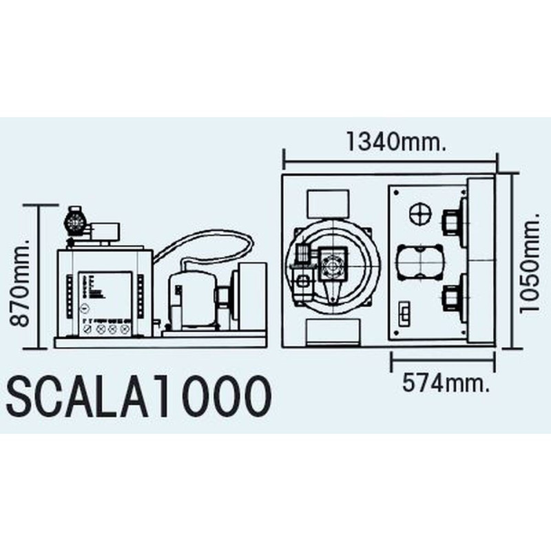 Machine à écailles - SCALA - 1000kg/24H - Refroidissement AIR - Glace 1,5-2,2mm - Monobloc - Compresseur 4cv