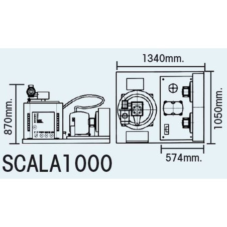 Machine à écailles - SCALA - 1000kg/24H - Refroidissement AIR - Glace 1,5-2,2mm - Monobloc - Compresseur 4cv