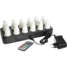 12 bougies à LED rechargeables multicolores avec chargeur, adaptateur et télécommande - Autonomie 13h et charge 8h