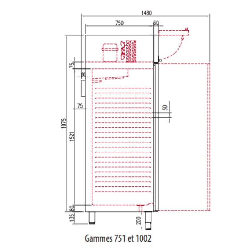 Armoire GN2/1 Basic - Température -2°/+8°C - Capacité 645L - 1 porte pleine  - sans roulette