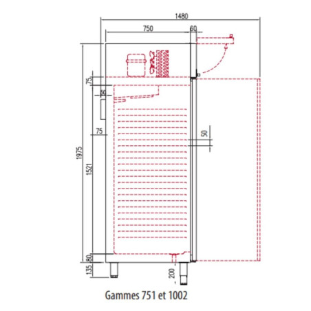 Armoire GN2/1 Basic - Température -2°/+8°C - Capacité 645L - 1 porte pleine  - sans roulette