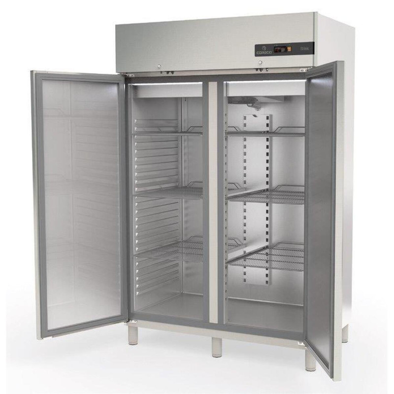Armoire GN2/1 Basic - Température -2°/+8°C - Capacité 1404l - 2 portes inox - Éclairage LED - Thermostat digital