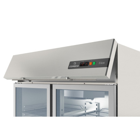 Armoire GN2/1 - Basic T° -2°/+8°C - 645L - 1 porte vitrée - Inox AISI-304 - Éclairage LED - Thermostat digital