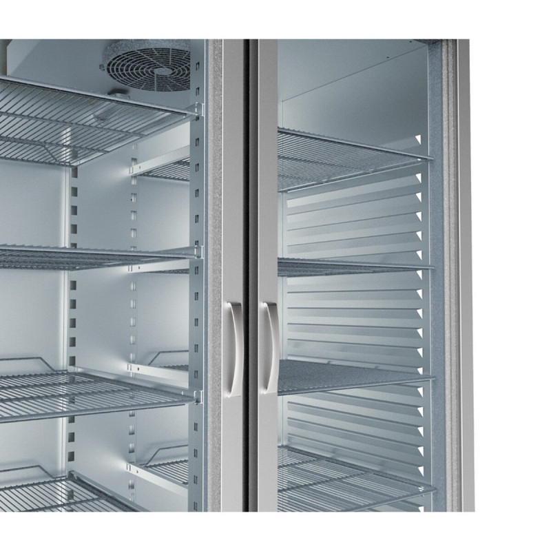 Armoire GN2/1 - Basic T° -2°/+8°C - 645L - 1 porte vitrée - Inox AISI-304 - Éclairage LED - Thermostat digital